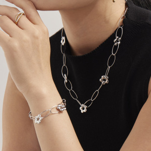 Ensembles De Bijoux Pour Femmes En Acier Inoxydable Doré, Imperméables, À Motif Floral Romantique h5 Image5