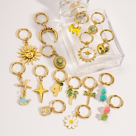 Boucles d'oreilles pendantes pour femme, en acier inoxydable étanche, motif fleur douce et soleil, collection romantique (1 pièce).