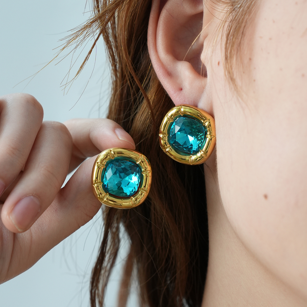 1 Paire De Boucles D'Oreilles À Tige Rectangulaires Simples En Acier Inoxydable Couleur Or Pour Femme Image5