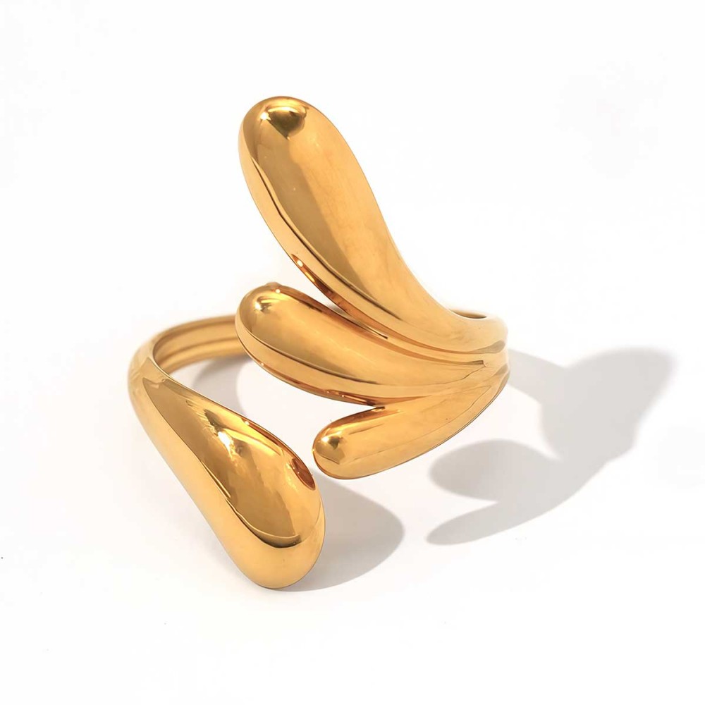 Bague Femme Tendance, Simple Et Irrégulière, En Acier Inoxydable, Couleur Or, Étanche. 