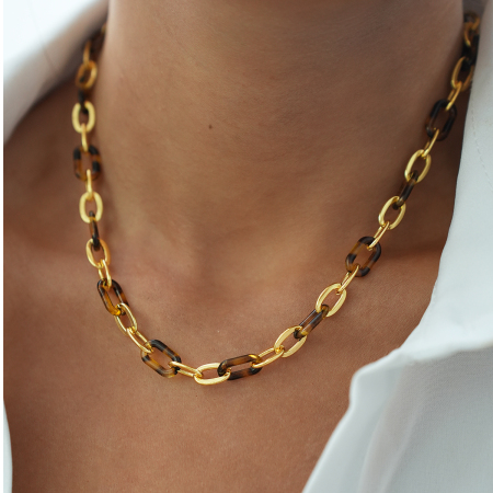 Collier Chaîne Femme Étanche En Acier Inoxydable, Imprimé Léopard Rétro, 1 Pièce