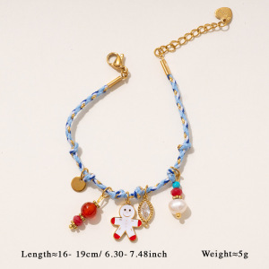 Bracelet À Breloques Pour Femme, Motif Dessin Animé De Noël, En Acier Inoxydable, Étanche, Couleur Or (1 Pièce). h5 Image2