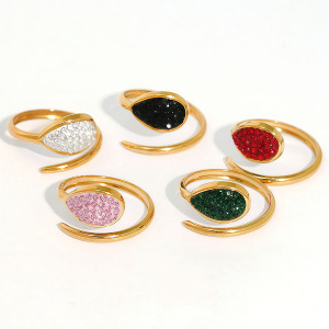 Bague Femme Décontractée En Acier Inoxydable Étanche, Forme Irrégulière, Style Goutte D'Eau. h5 Image6