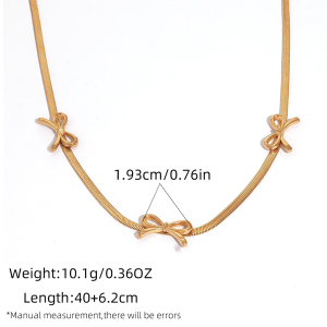 Collier Pendentif Femme Étanche En Acier Inoxydable Avec Nœud Papillon Simple (1 Pièce) h5 Image2