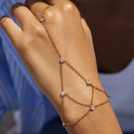 Bracelet chaîne femme Classic Lines en acier inoxydable étanche couleur or avec zircon (1 pièce)