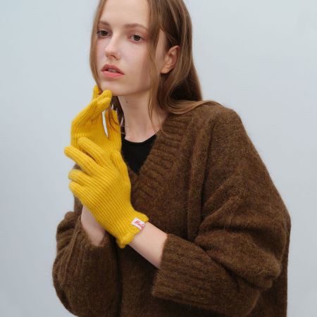 1 paire de gants pour femme en polyester de couleur unie