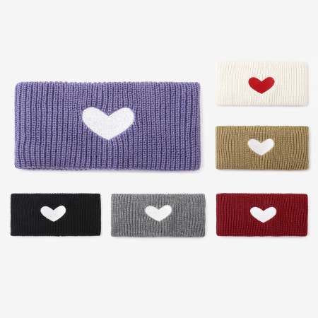 1 élastique à cheveux simple en laine tricotée en forme de cœur pour femme