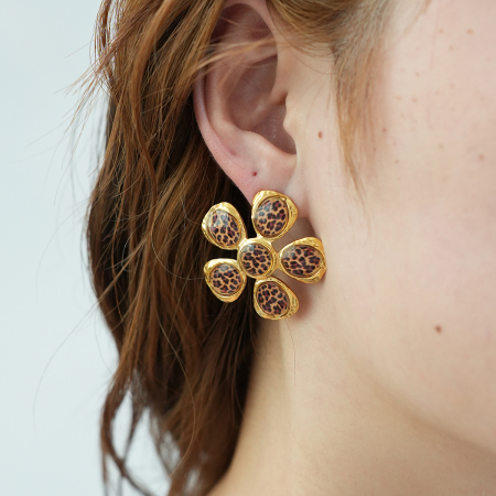 1 paire de boucles d'oreilles à tige en acier inoxydable couleur or pour femme, série Simple, motif fleur naturelle