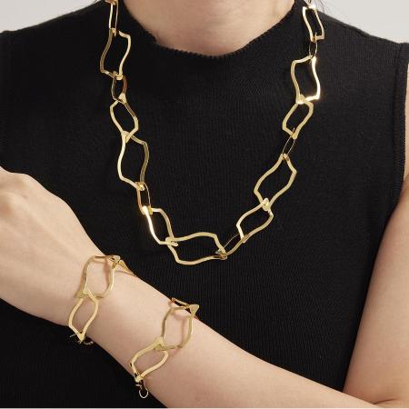 Ensembles de bijoux pour femmes en acier inoxydable imperméable, de forme rectangulaire irrégulière et minimaliste, couleur or