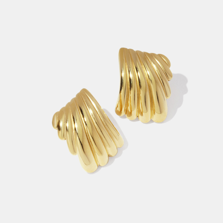 Boucles D'Oreilles Puces Rectangulaires En Acier Inoxydable Étanche Couleur Or