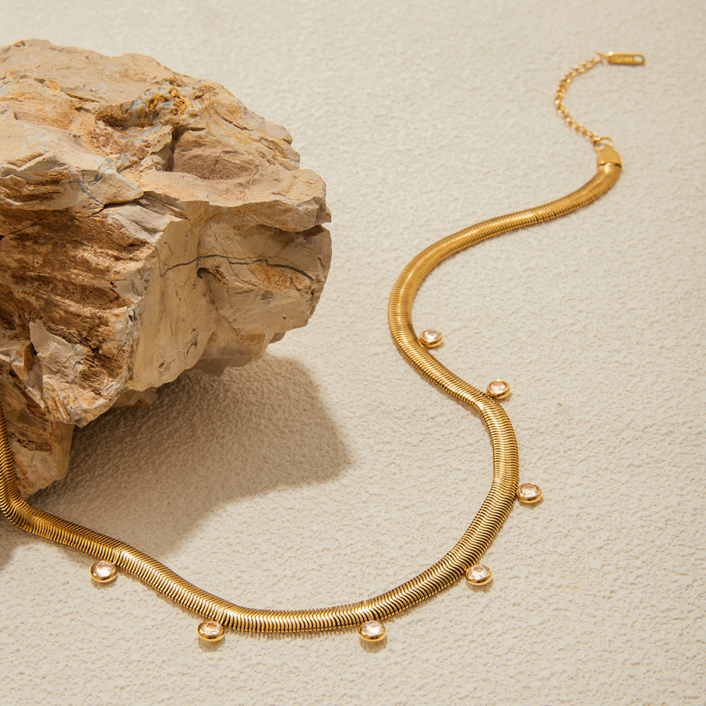 Collier Pendentif Élégant Pour Femme, En Acier Inoxydable Étanche, Couleur Or, Avec 1 Pièce De Finition Élégante Image6