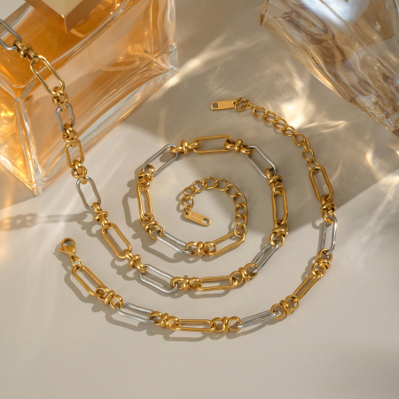 Ensemble de colliers étanches en acier inoxydable doré et argenté 2