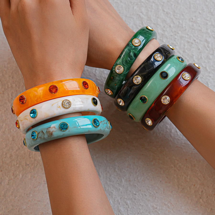 Bracelet Jonc Rétro En Acrylique Dégradé De Couleurs, 1 Pièce h5Image4