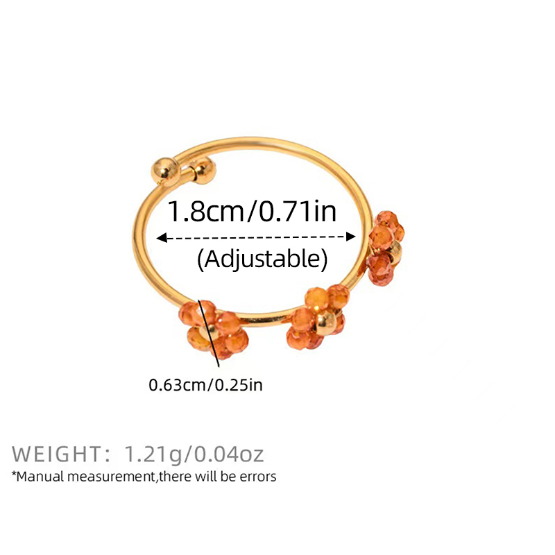 Bague Femme Simple À Motif Floral En Acier Inoxydable Étanche Couleur Or