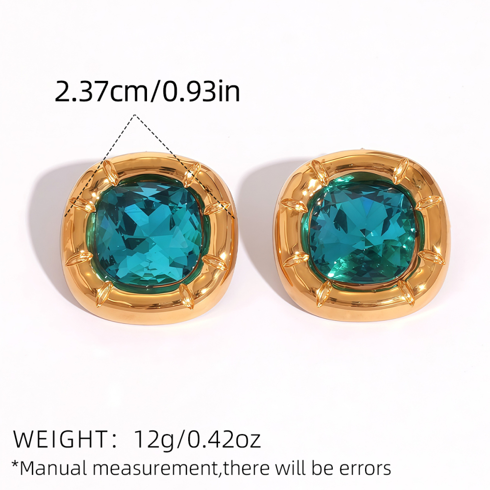 1 Paire De Boucles D'Oreilles À Tige Rectangulaires Simples En Acier Inoxydable Couleur Or Pour Femme Image2