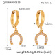 Q058-Boucles d'oreilles en zircon doré avec boucle en forme de fer à cheval-L Image3