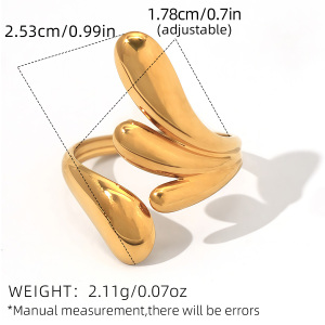 Bague Femme Tendance, Simple Et Irrégulière, En Acier Inoxydable, Couleur Or, Étanche. h5 Image2