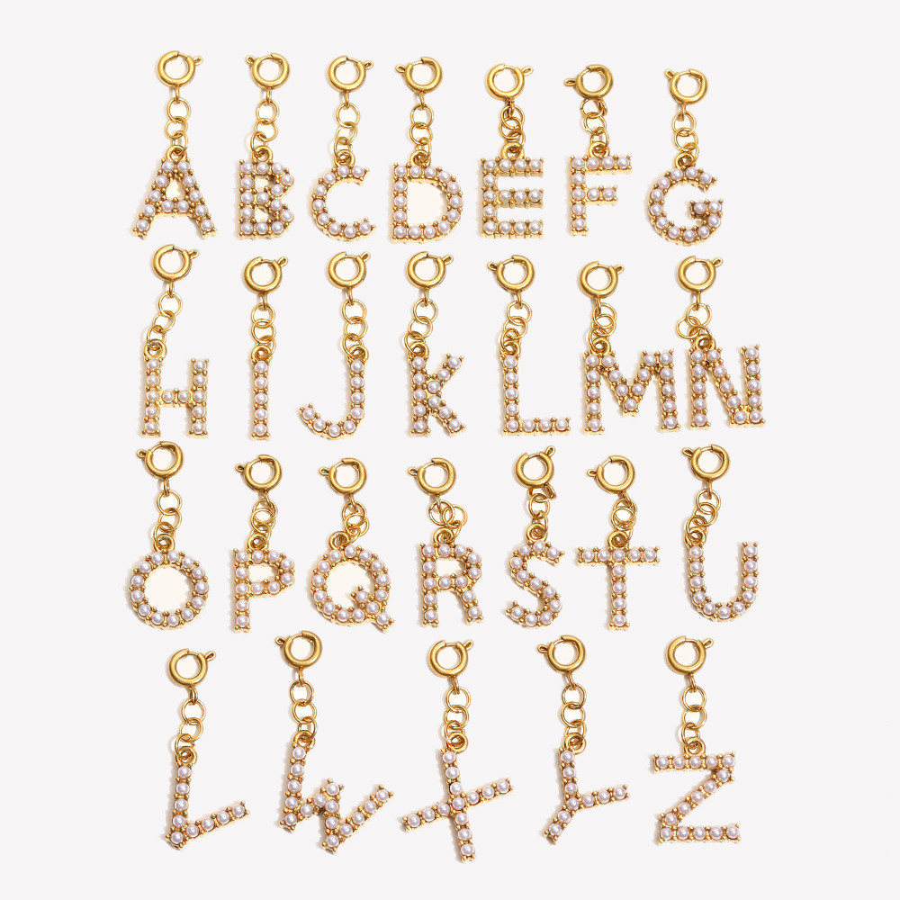 Pendentif Femme Exquis En Acier Inoxydable, Couleur Or, Avec Lettre (1 Pièce) Image6