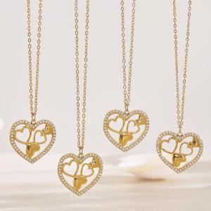 Collier Pendentif Élégant En Forme De Cœur, En Acier Inoxydable Étanche, Couleur Or, Pour Femme (1 Pièce) h5 Image8