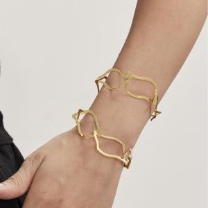 Ensembles De Bijoux Pour Femmes En Acier Inoxydable Imperméable, De Forme Rectangulaire Irrégulière Et Minimaliste, Couleur Or h5 Image4