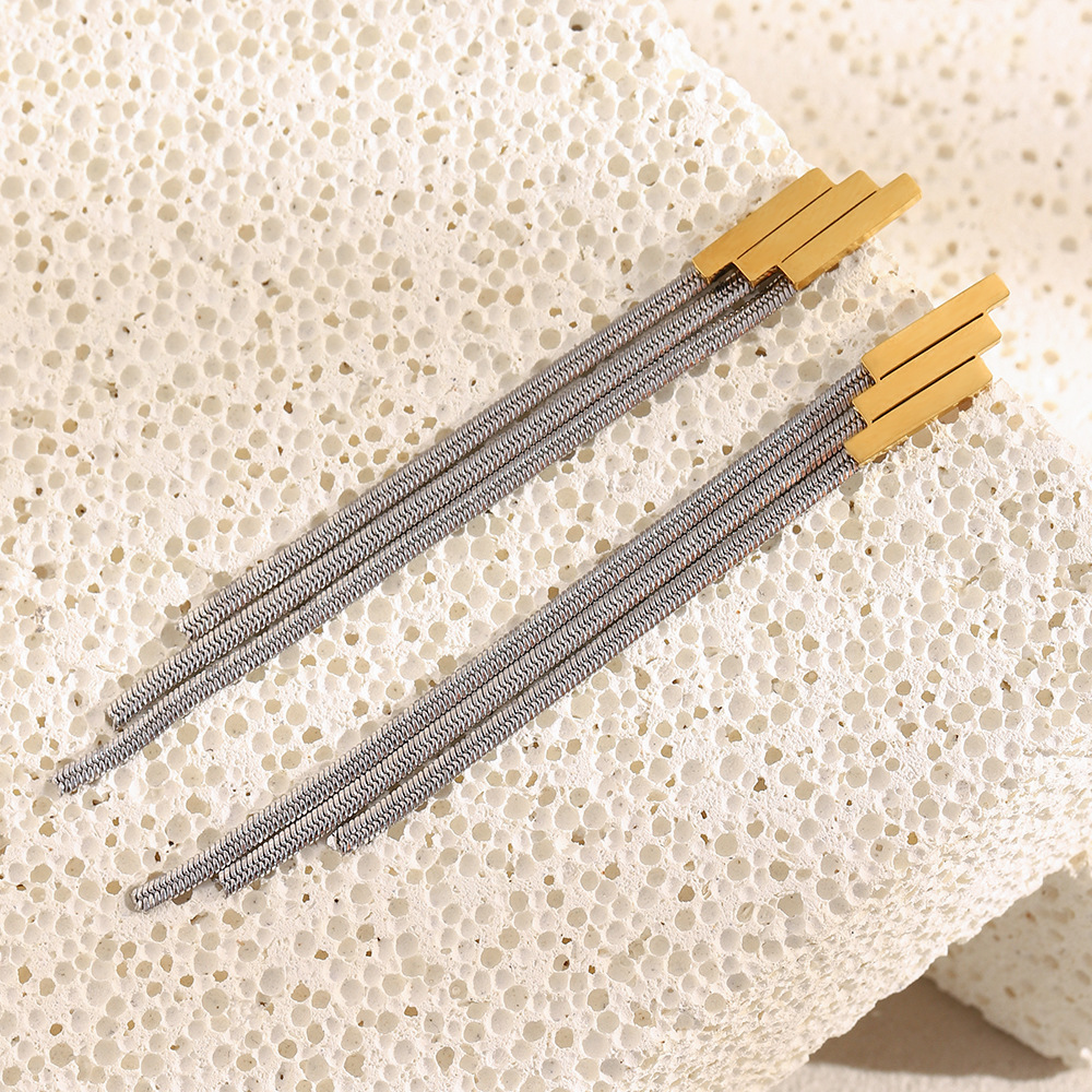 Boucles D'Oreilles Pendantes Pour Femme, En Acier Inoxydable Étanche, Avec Pompon, Couleurs Or Et Argent. Image5