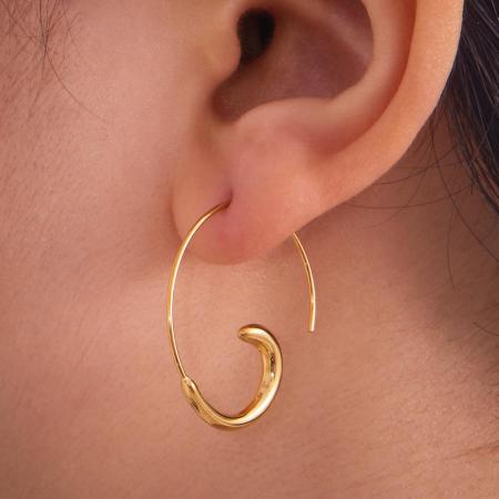 1 paire de boucles d'oreilles créoles minimalistes irrégulières en acier inoxydable étanche couleur or pour femme
