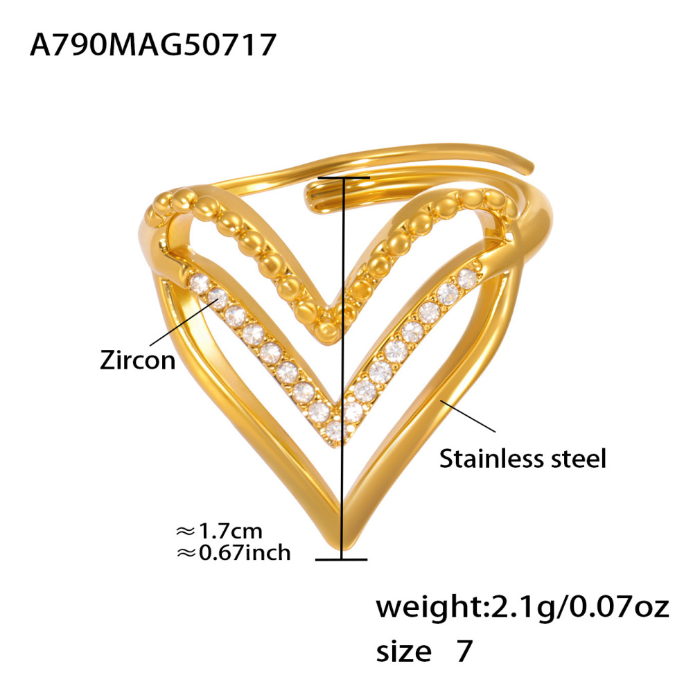 Bague Tendance En Acier Inoxydable Doré, Imperméable, En Forme De Cœur Et D'Étoile (1 Pièce).