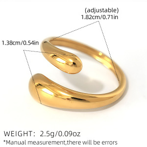 Bague Simple En Acier Inoxydable Couleur Or Avec Gouttelettes h5 Image2