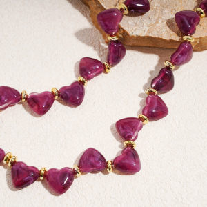 Collier Romantique En Perles Acryliques En Forme De Cœur, 1 Pièce h5 Image5