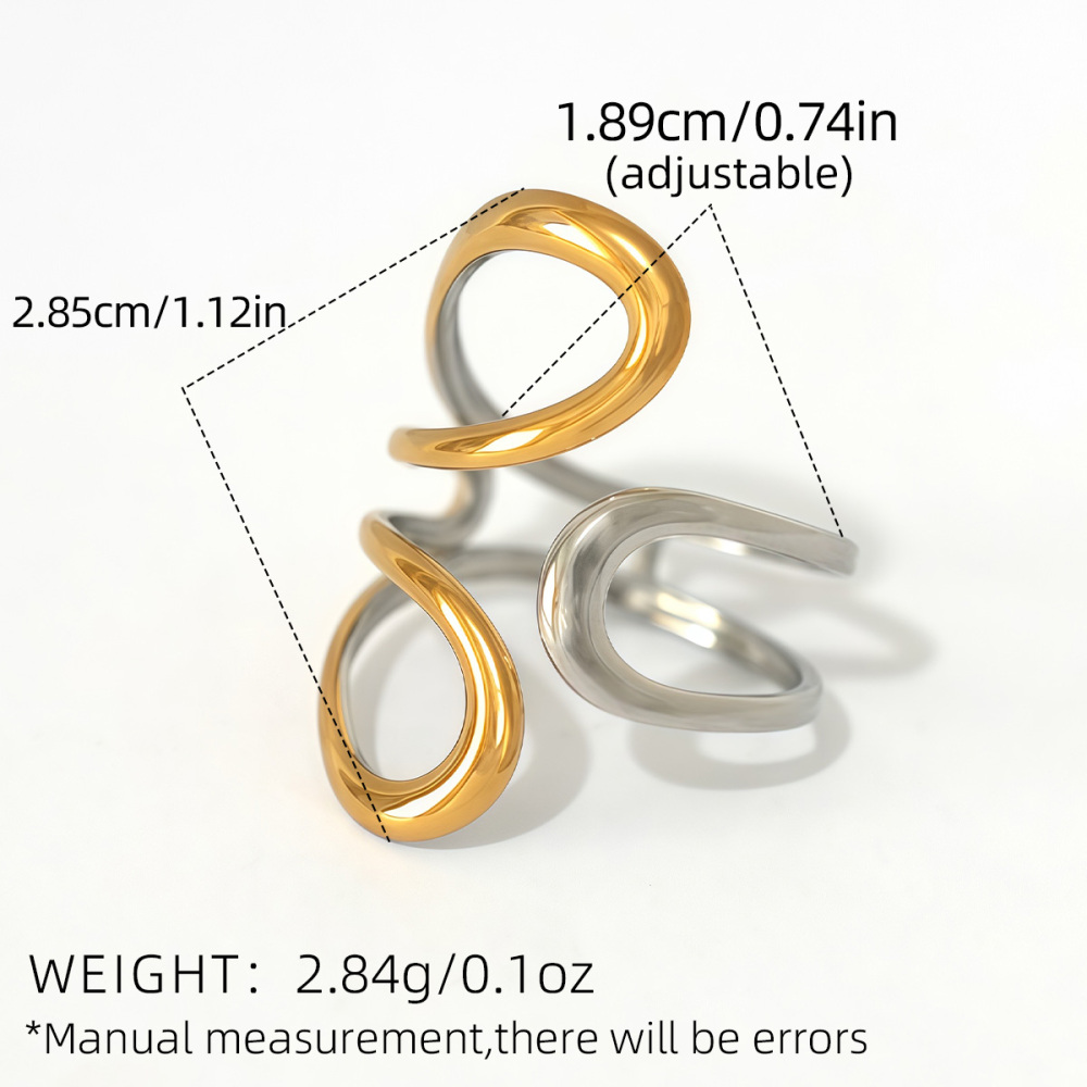 Bague Femme Simple, Forme Irrégulière, Acier Inoxydable, Couleur Or, Étanche Image2