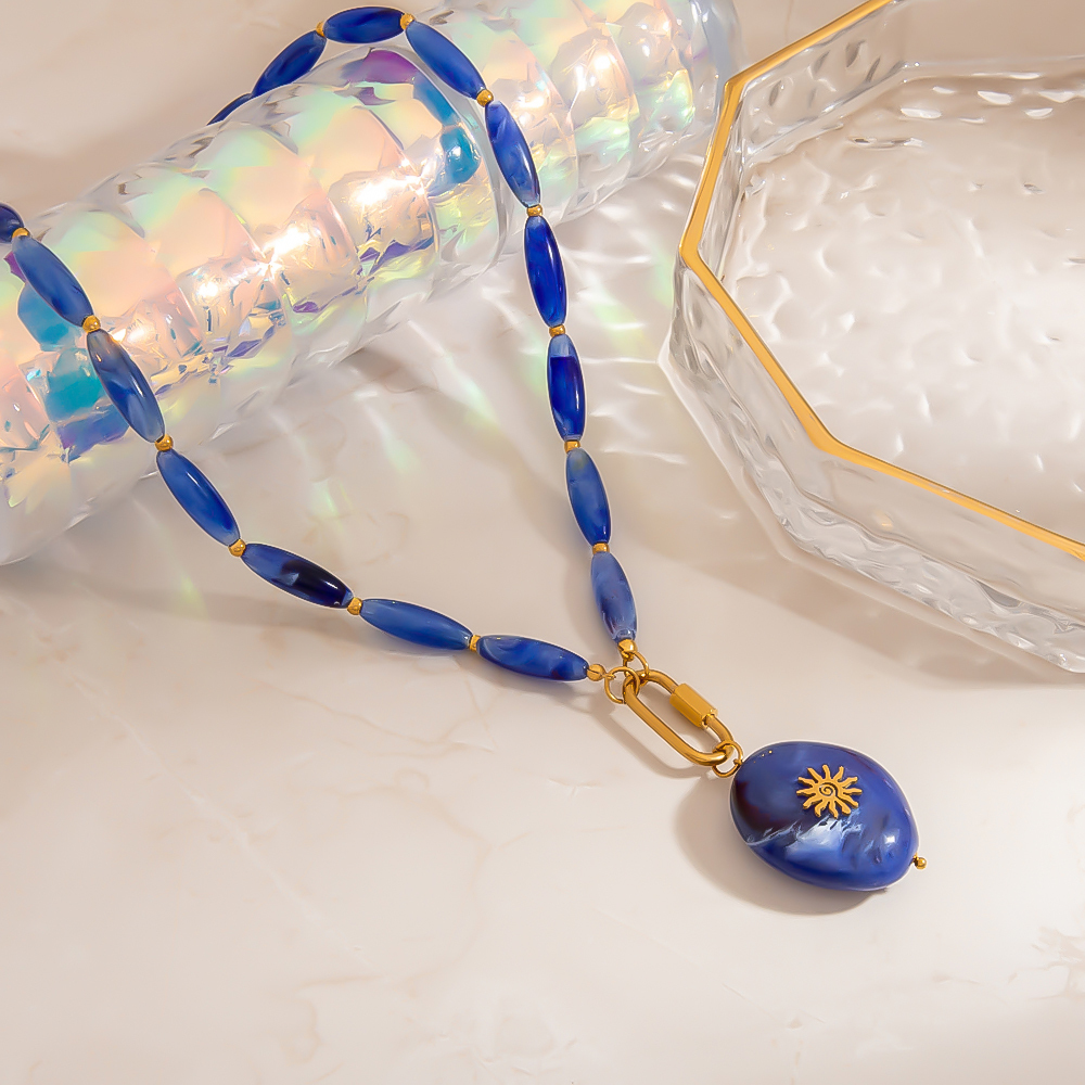 Collier De Perles En Pierre Naturelle Et Résine Pour Femme, Forme Irrégulière Classique, 1 Pièce Image4
