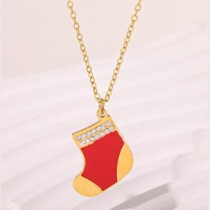 Colliers Pendentifs Pour Femmes En Acier Inoxydable Imperméable, Motif Chaussette De Noël Classique h5 Image3