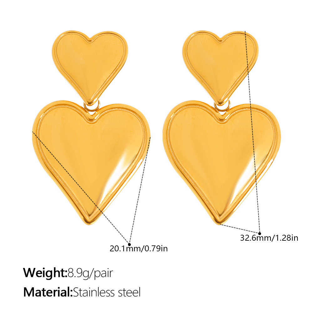 1 Paire De Boucles D'Oreilles Pendantes En Acier Inoxydable Étanches En Forme De Cœur 