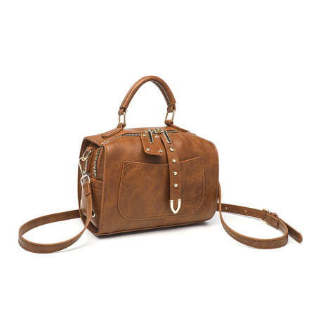 Sac à main Boston chic en PU de couleur unie pour femme, 1 pièce 2