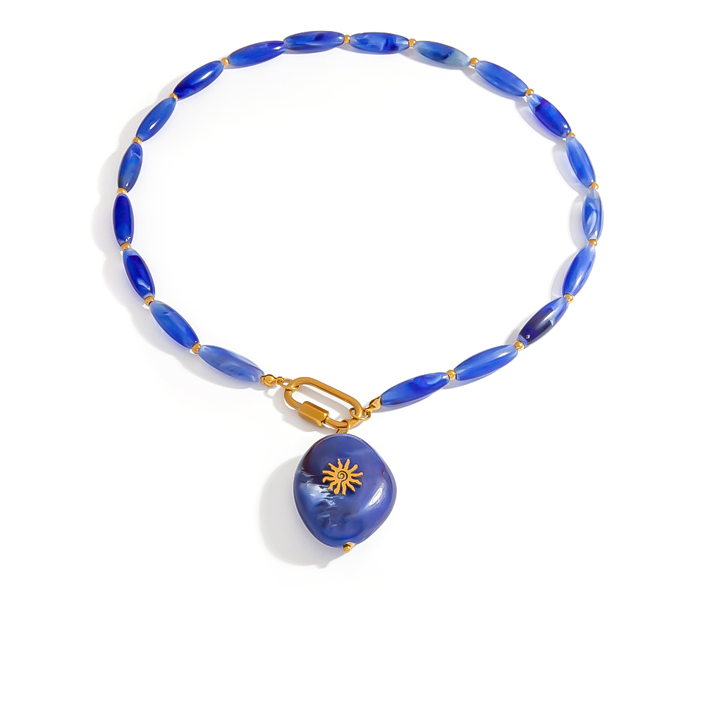 Collier De Perles En Pierre Naturelle Et Résine Pour Femme, Forme Irrégulière Classique, 1 Pièce