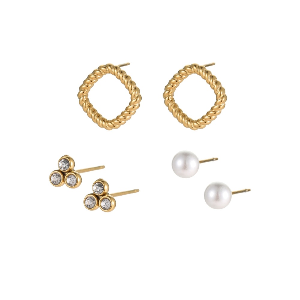 1 Paire De Boucles D'Oreilles Puces Pour Femme, Style Classique Dessin Animé, En Acier Inoxydable Étanche, Couleur Or, Collection Simple. Image5