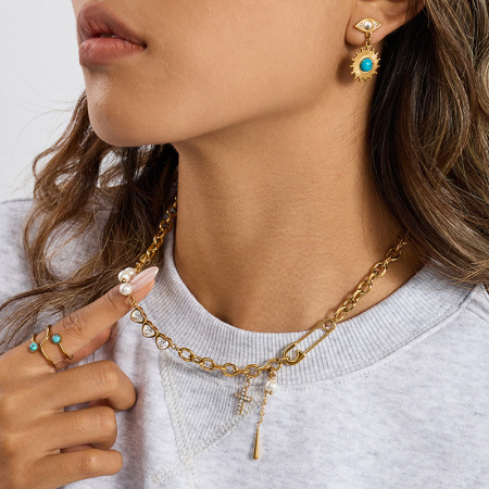 Colliers Pendentifs Croix Élégants Pour Femmes, En Acier Inoxydable Étanche, Couleur Or