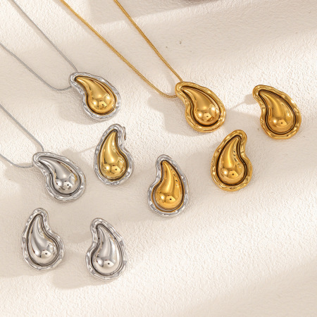 Ensemble de colliers en acier inoxydable imperméables en forme de goutte, de couleurs assorties
