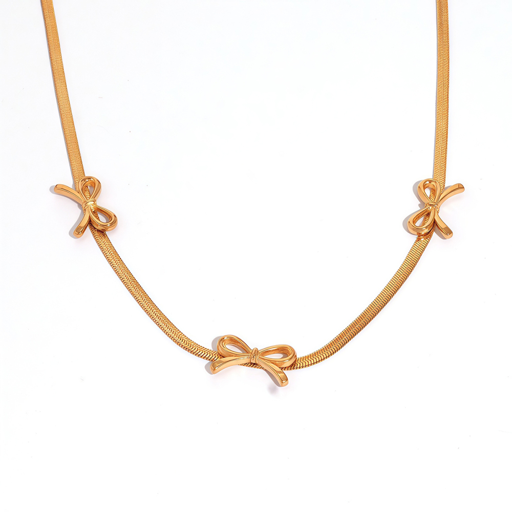 Collier Pendentif Femme Étanche En Acier Inoxydable Avec Nœud Papillon Simple (1 Pièce)