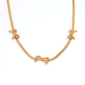 Collier Pendentif Femme Étanche En Acier Inoxydable Avec Nœud Papillon Simple (1 Pièce) h5
