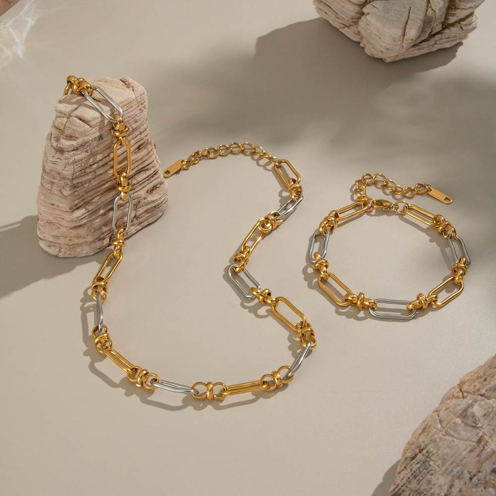 Ensemble De Colliers Étanches En Acier Inoxydable Doré Et Argenté Image3