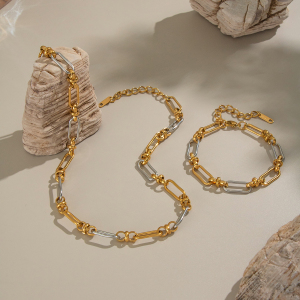 Ensemble De Colliers Étanches En Acier Inoxydable Doré Et Argenté h5 Image3