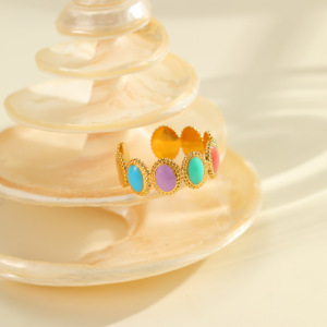 Bague Femme Simple Et Élégante En Acier Inoxydable Étanche, Ornée D'Une Fleur Souriante. h5 Image3
