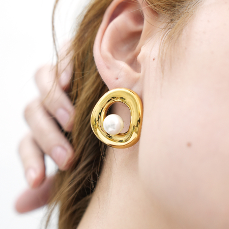 1 Paire De Boucles D'Oreilles Puces Pour Femme, Style Rétro, Forme Irrégulière, En Acier Inoxydable Étanche.