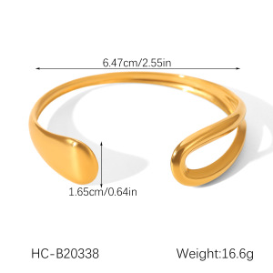 Bracelet Jonc Simple Et Ajouré Pour Femme, Couleur Or, En Acier Inoxydable, Étanche, À Porter Au Quotidien (1 Pièce) h5 Image2