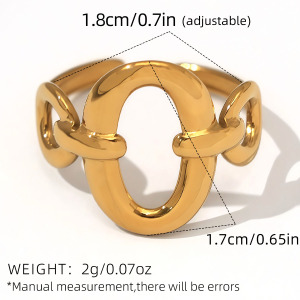 Bague Femme Simple Rectangulaire En Acier Inoxydable Étanche Couleur Or (1 Pièce) h5 Image2