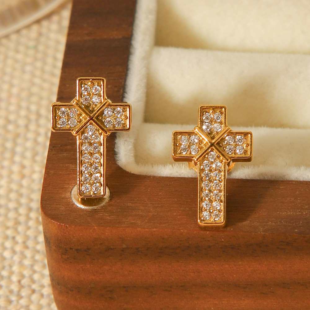 1 Paire De Boucles D'Oreilles À Tige En Acier Inoxydable Et Zircon Pour Femme h5Image4