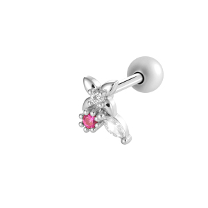 Boucle D'Oreille Piercing En Forme De Cœur Et De Papillon En Cuivre Et Zircon Couleur Or h5