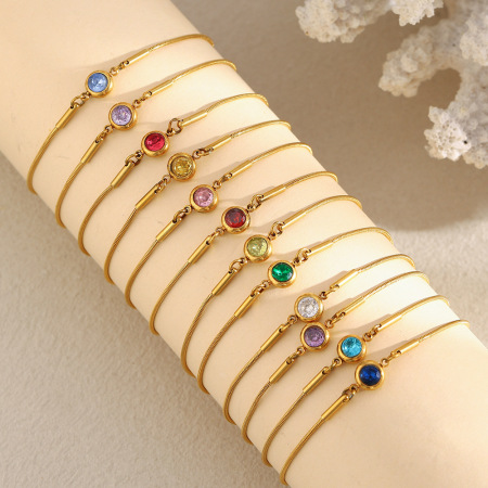 Bracelet chaîne simple et élégant pour femme, en acier inoxydable étanche, couleur or (1 pièce).