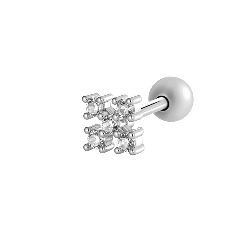 Boucle D'Oreille Piercing Fleur Cuivre Or Zircon 1 Pièce